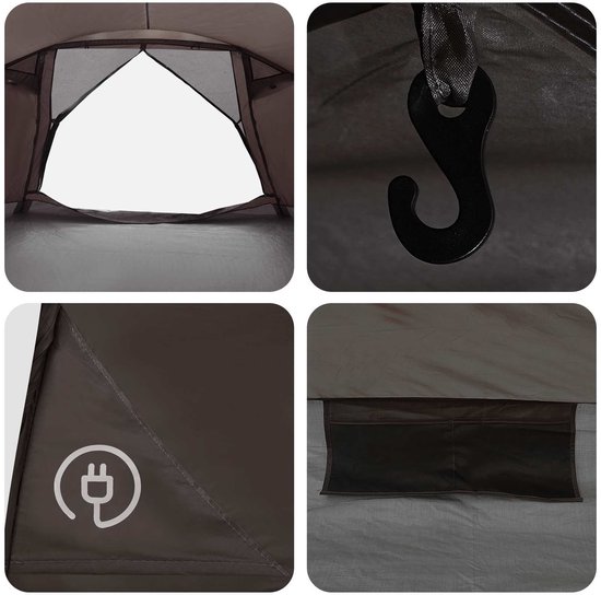 vidaXL - Huisje - Tent - met - dak - Bruin - grijs - 8-persoons - Polyester - en - Staal van Vidaxl — afbeelding 5