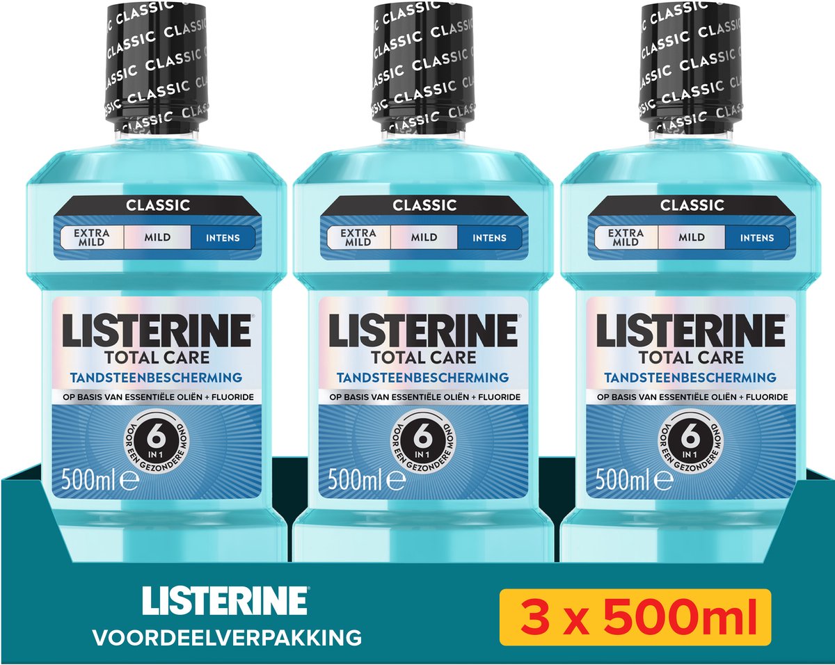 Bol.com Listerine Mondwater Total Care - mondspoeling - bescherming tegen tandsteen - 3 x 500 ml aanbieding