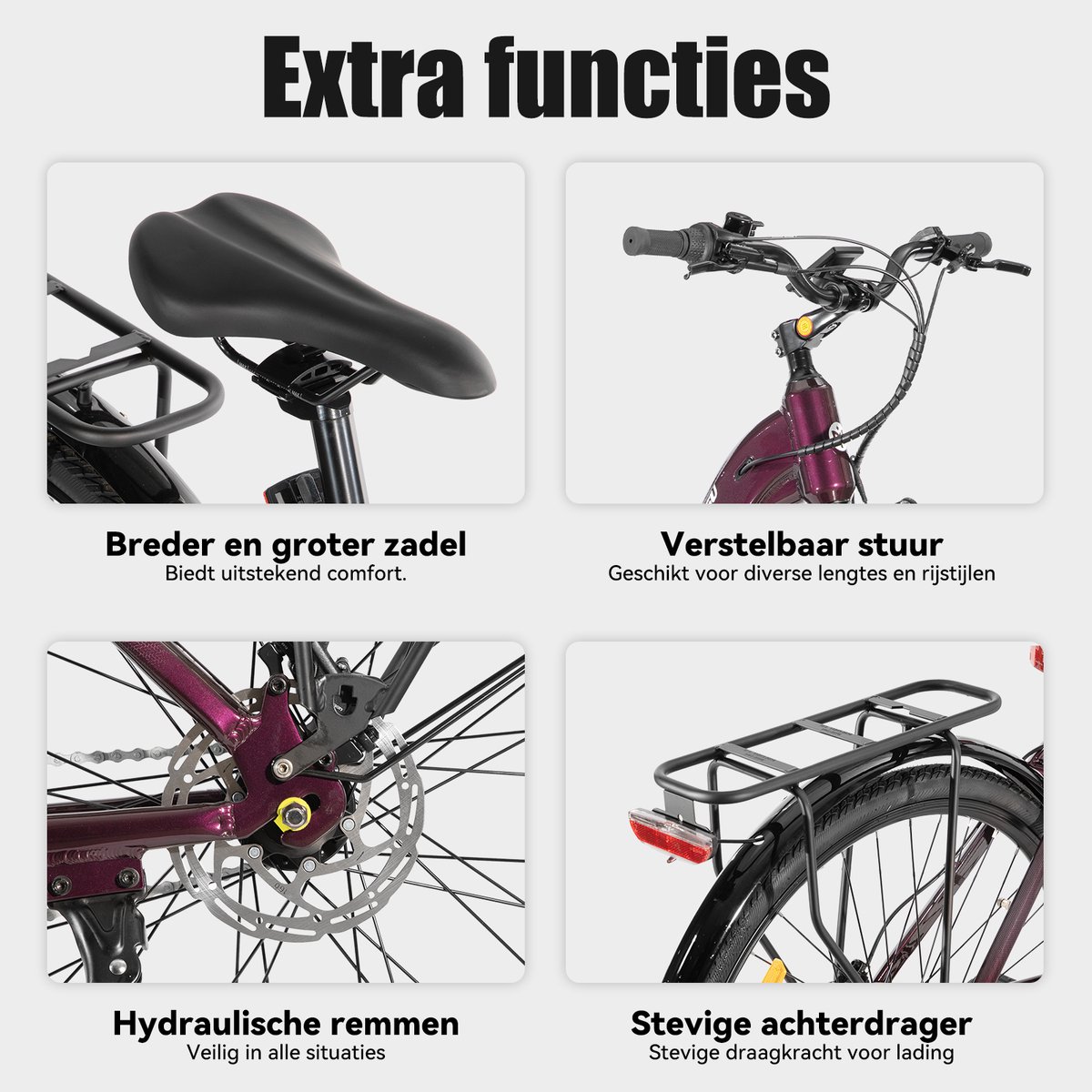HILAND Overstreet E-Bike Dames - 28 inch - Hydraulische Schijfremmen - 3 Speed Naafversnelling - 250W - 10.4Ah Accu - Lage Instap thumbnail 7