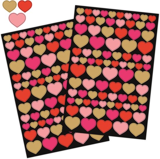 Groot Stickervel Hartjes Stickers – Harten Stickers Goudfolie, Roze en Rood – Knutselen Volwassenen – Kaarten Maken – Knutselen Meisjes – Stickers Meisjes – Stickervel met Hartjes – Stickervellen Meisje – Stickers Volwassenen – Cadeautjes tot 5 euro