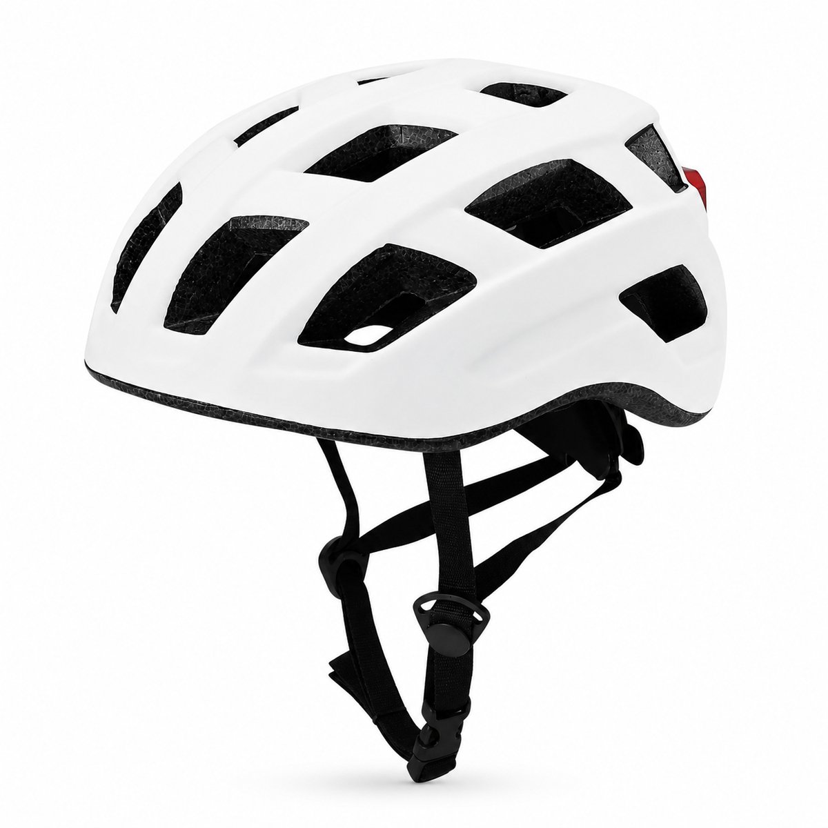 Fietshelm met verlichting - Volwassen - Verstelbaar - Maat M 54-58 cm - Mat wit