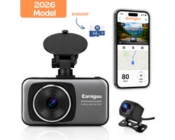 Camigoo® D1 Pro - Dual Dashcam - Dashcam Voor Auto - Ultra 4K & Full HD - Voor en Achter Camera - WiFi & GPS - 3.2 inch met App - Sony Sensor - Met 64GB SD Kaart U3 - Loop Opname - G Sensor - NL Handleiding + Systeem - Geschikt voor Verticale Ruiten!