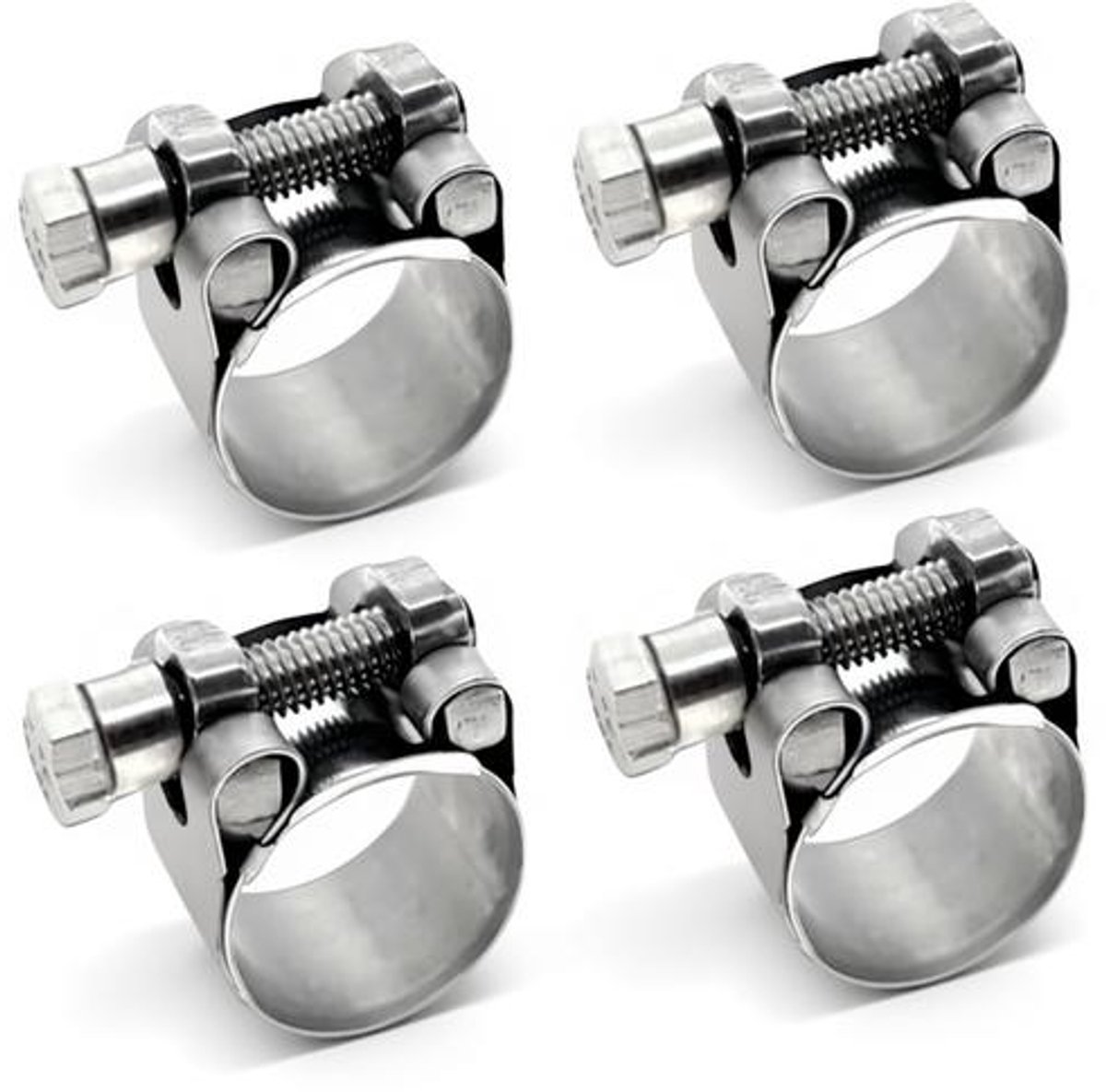 ElleMooi Heavy Duty Slangklemmen T-Bout 26-28mm - 4 stuks - Roestvrijstalen Uitlaatklemmen met Dubbele T-Moeren