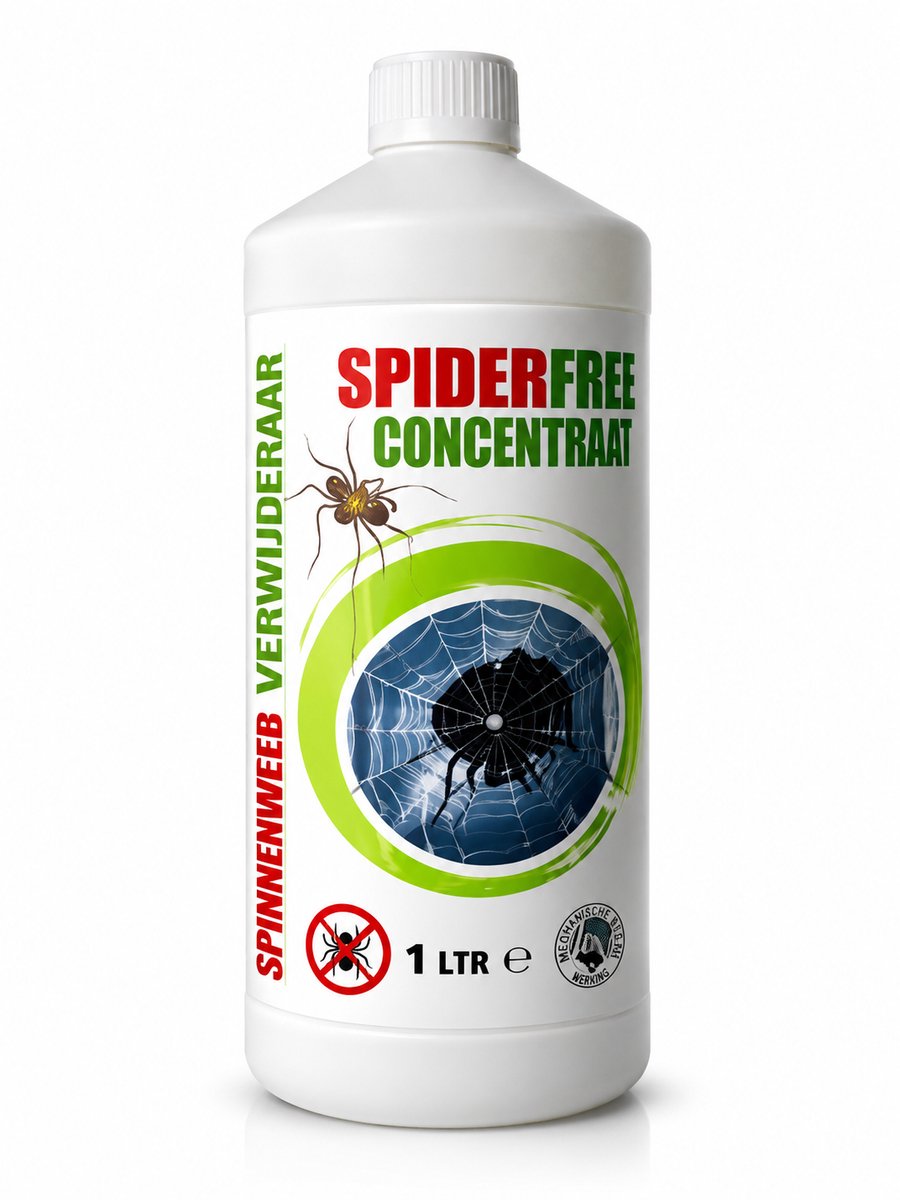 SpiderFree - Spinnenweb Verwijderaar - Concentraat 1 Liter - Web Free - voor Kozijnen, Ramen, Gevels, Caravan en Boot.