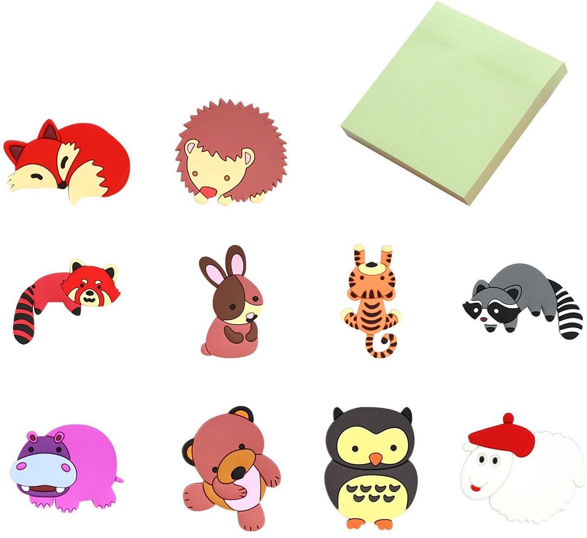 Dailygoods- Koelkastmagneten 10 Stuks - Cartoon Dieren - Zelfklevende Notities - Creatief Speelgoed - Veelkleurig - PVC Kunststof - Magneten