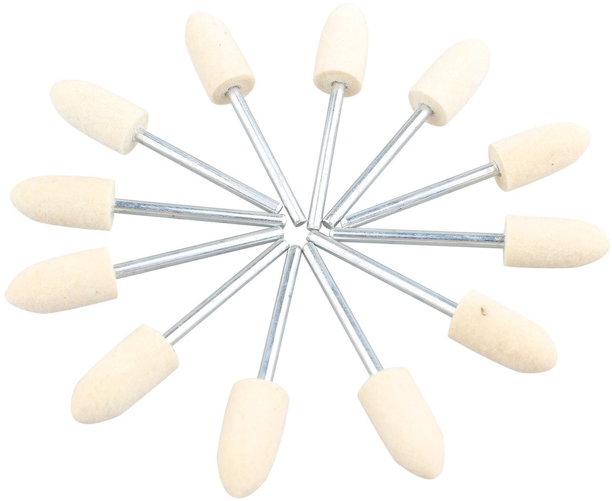 Dailygoods - 12pcs Conische Vilt Polijstpad - Polijstset voor Juwelen - 8mm Formaat - Geschikt voor Glas en Steen - Voor Nail Art - Professionele Poli...