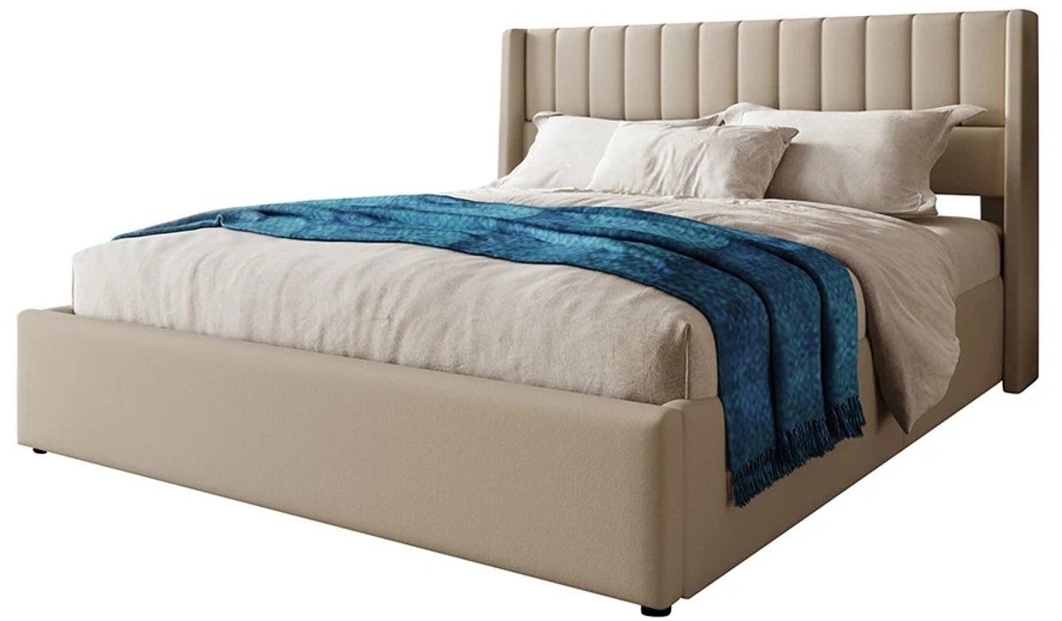 Brandistry - Tweepersoonsbed - Tweepersoonsbed Met Opbergruimte - 180x200cm - Beige - Opklapbare Lattenbodem met Hydraulisch Liftsysteem