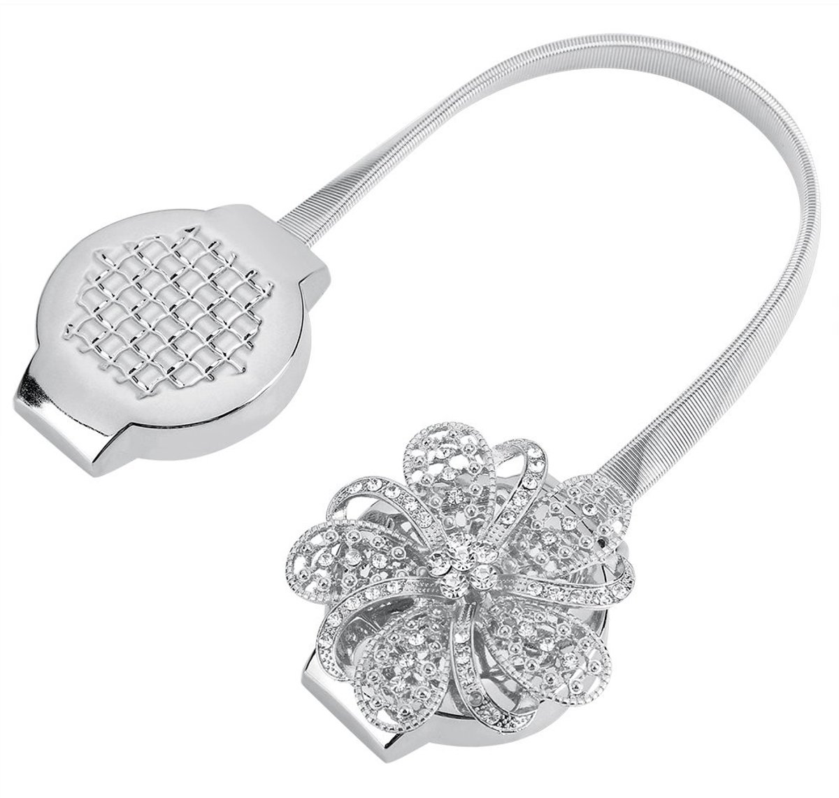 Dailygoods- Gordijnclip Magnetisch - Bloem Design - Tieback Houder - 33cm - Aluminium/Roestvrij Staal - Voor Kantoor/Huis Decoratie - Gordijnhouder