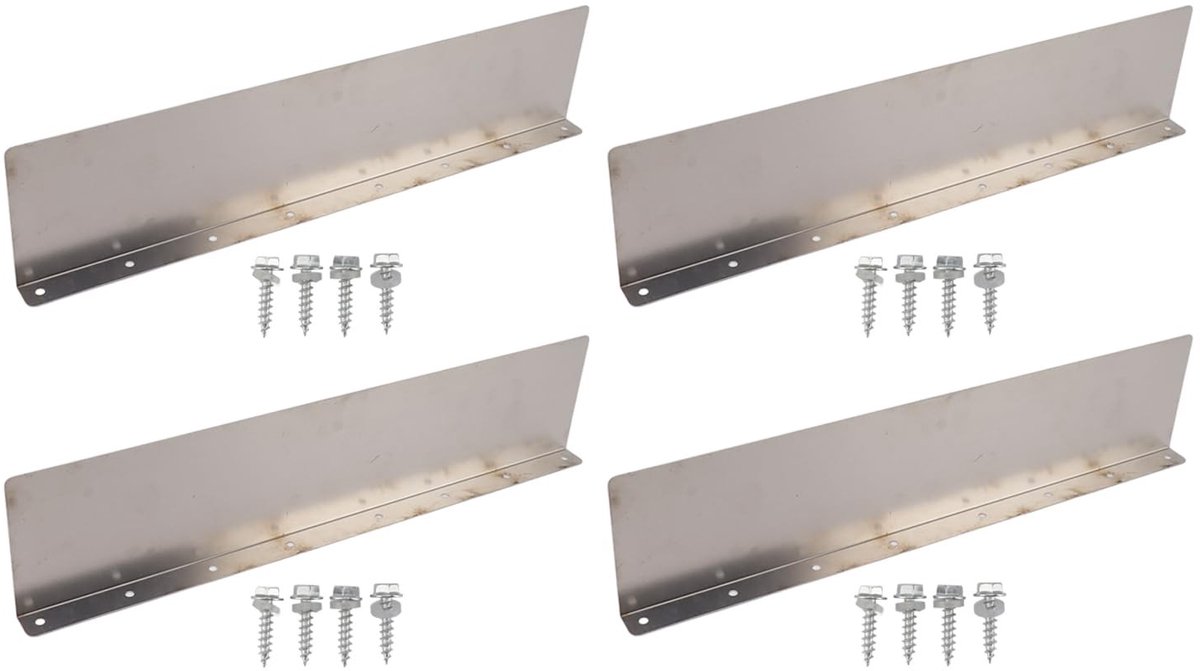 Dailygoods- Regenwater Diverter 4 Pack - Aluminium Gootbescherming - Spattenbescherming - 32 Schroeven - Voorkomt Stormschade - Gemakkelijk te Gebruiken