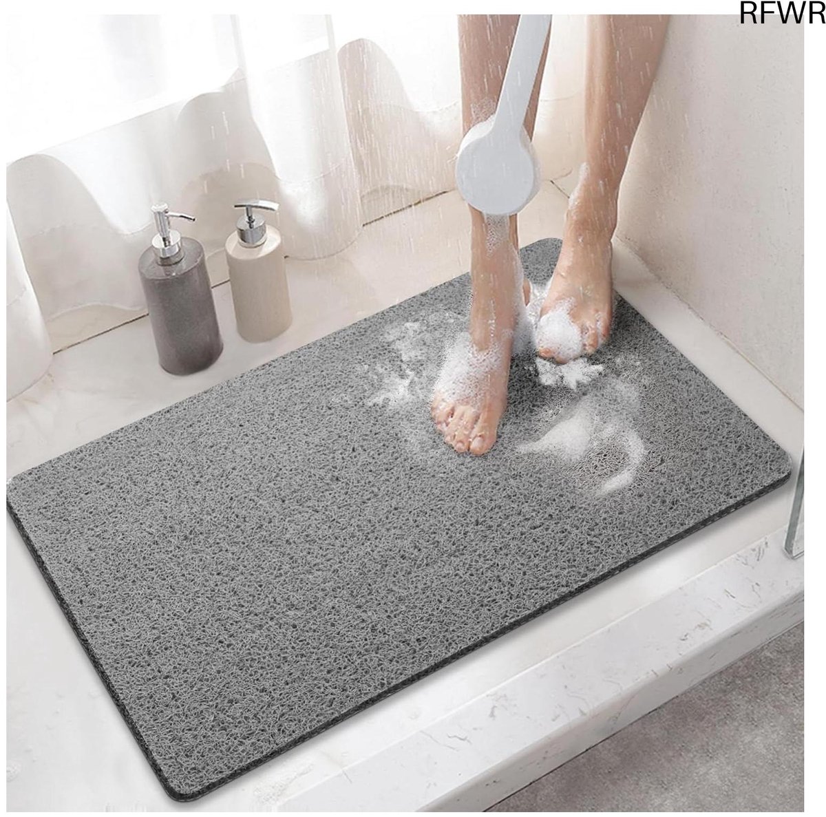 Douchemat Antislip - Badmat Zacht - Veilig Douchen - Geen Zuignappen - 60x40 cm - Grijs