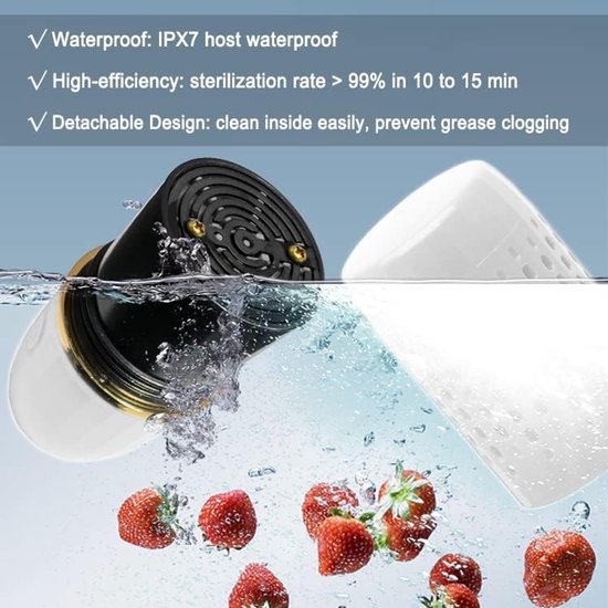 Pesticiden reiniger - Elektronische Groente en Fruit Reiniger - Waterdichte Wasmachine - Verwijder Moeiteloos Bacteriën & Pesticiden - voor Groenten, Fruit - Wit — afbeelding 2