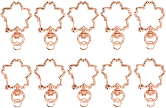 Dailygoods- Sleutelhanger Bloemvormig - 10 Stuks - Karabijnhaak met Schroefsluiting - Duurzaam - Lichtgewicht - Roestbestendig - 360 Graden Draaibaar - Sleutelhangeraccessoire