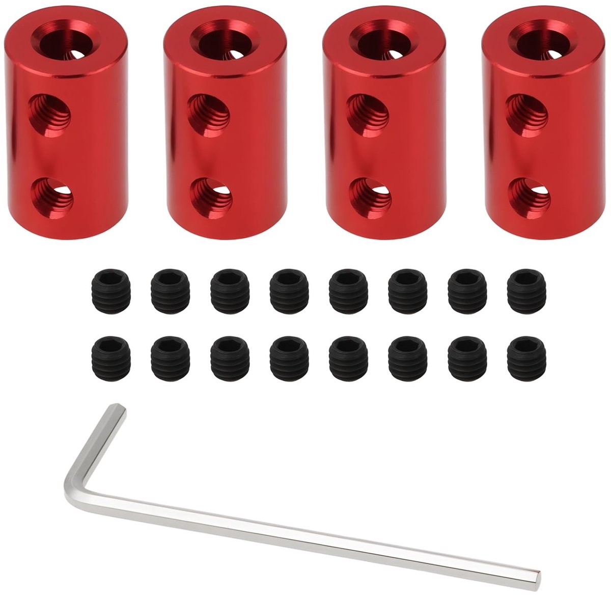 JHUBERS- Koppeling Stijve Asverbinding - 5mm tot 5mm - Aluminiumlegering - 4 Stuks - Slijtvast - Geschikt voor 3D-printers/CNC-machines - Asverbinder