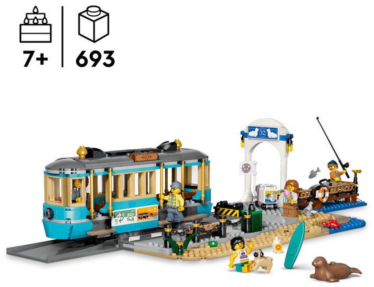 LEGO City Klassieke Strandtram Tram Speelgoed voor Kinderen Vanaf 7 Jaar - 60506 — afbeelding 19