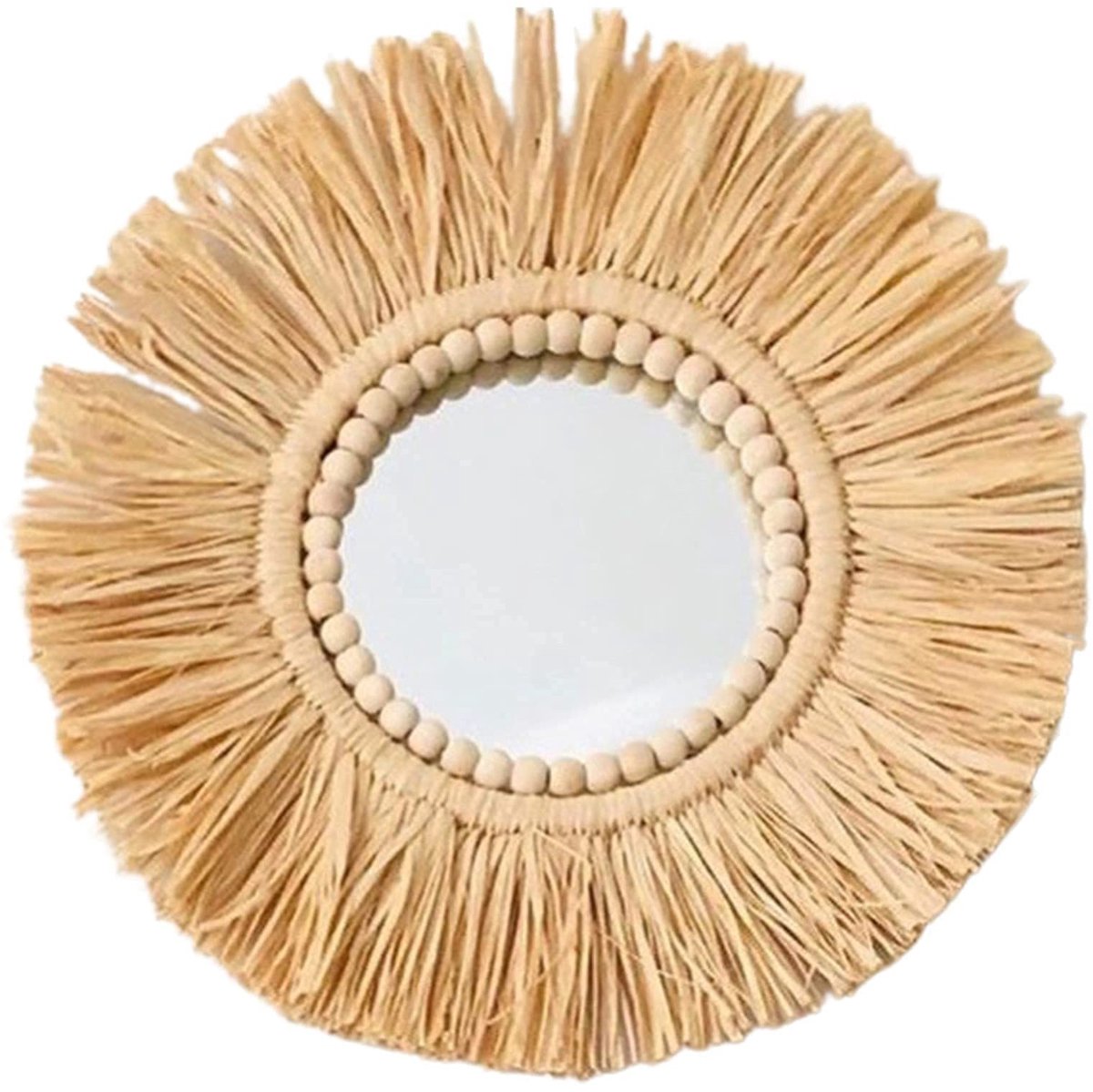 Dailygoods- Wandspiegel Ronde Decoratie - Wanddecoratie met Touw - Acryl Spiegel - Lichtge