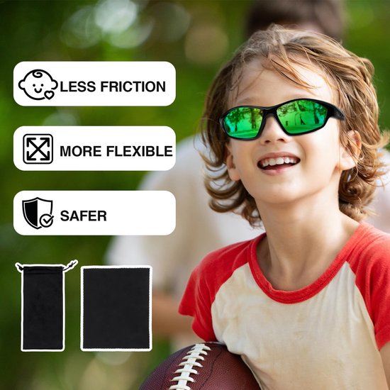 Dailygoods- Zonnebril Kinderen - Gepolariseerd - UV400 - Sportzonnebril - Fietsbril - Flexibel - Lichtgewicht Siliconen van Dailygoods — afbeelding 4