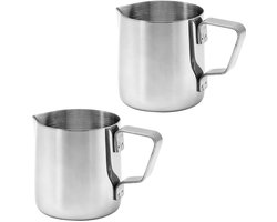 Dailygoods- Melkkannetje 150 ml - RVS 304 - 2 Stuks - Opschuimen - Latte/Cappuccino - Voedselveilig - Melkschuimer