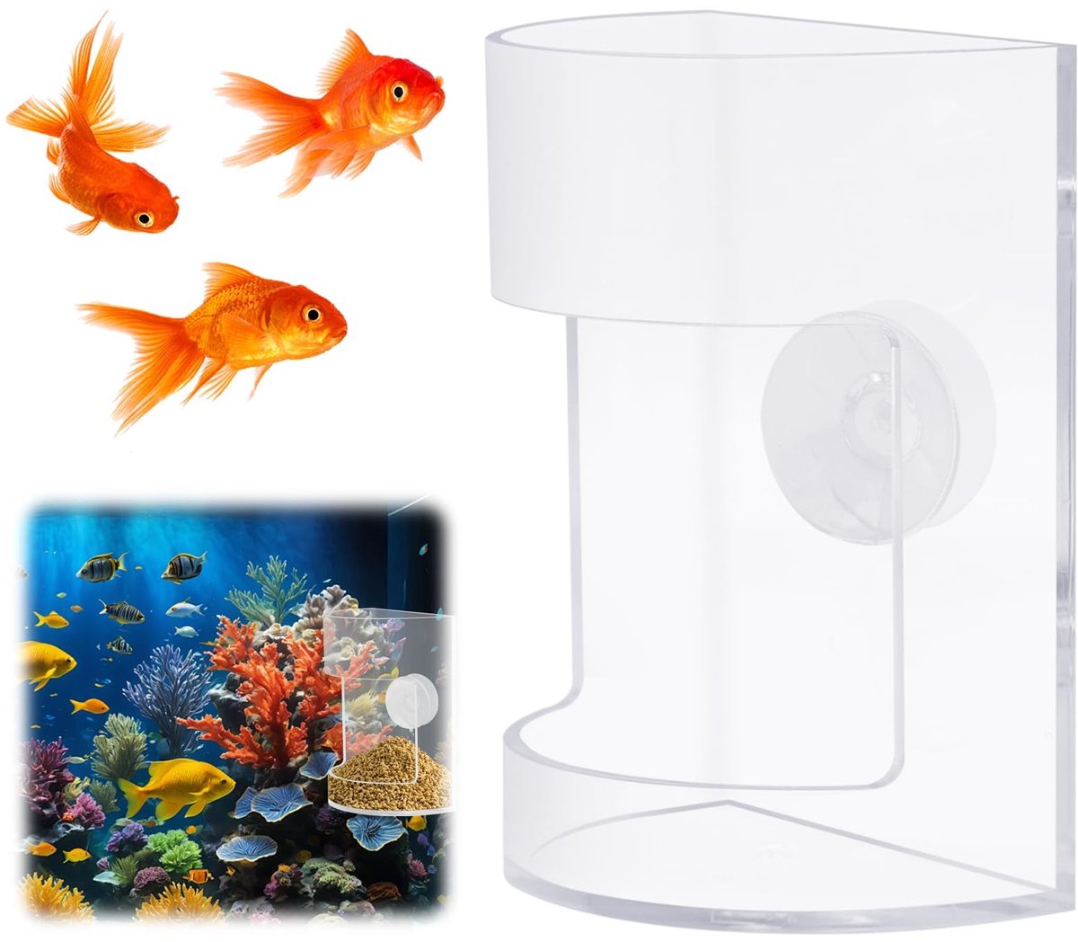 Dailygoods- Voedingsbak met afzuiger - Aquarium Voederautomaat - Transparant - Plastic - Lange levensduur - Comfortabele gebruikservaring - Aquariumvoeder