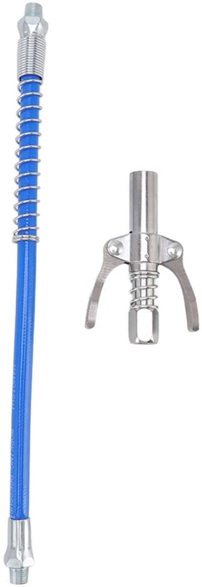 Dailygoods- Vetgereedschap Koppeling - Hogedruk Oliemondstuk - Dubbele Vergrendelingsklem - Slang van 30,5 cm - Roestvrij Staal - Eenvoudige Bediening - Smeergereedschap