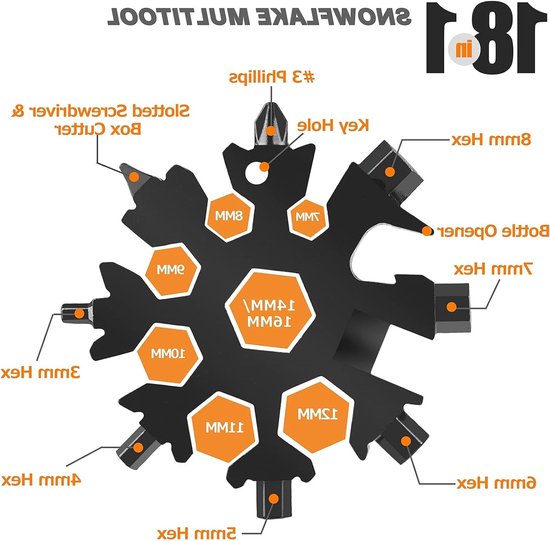 Multifunctionele 16-in-1 Bijl met Hamer, Schroevendraaier, Zaag en Flesopener voor Kamperen, Wandelen en Noodgevallen in de Buitenlucht van Merkloos	 — afbeelding 3