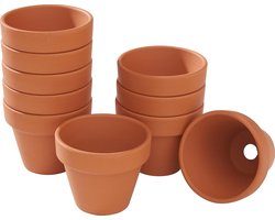 Bloempotten Terracotta - Kleine Potten - Planten Verzorgen - Met Afvoer Gat - 10 Stuks - Bruin