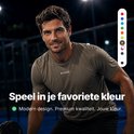 Atleet in een kaki RAQA sportshirt, met een kleurkeuzemenu aan de zijkant.