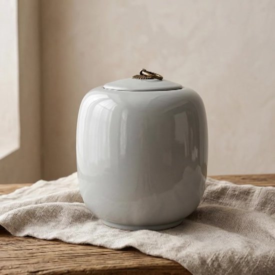 Artic Imperial urn - 3.7 Liter - Lichtgrijs - Luxe As Urn - Keramiek - Voor Huisdieren of Menselijk As - Urne
