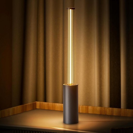 ZVD Modern Sfeerlicht LED - Oplaadbare Draadloze Tafellamp voor Diner & Bar - Handheld Nachtlampje Slaapkamer - Binnen & Buiten -Draagbare USB Nachtlamp voor Camping & Keuken - Grijs - Tafel Decoratie