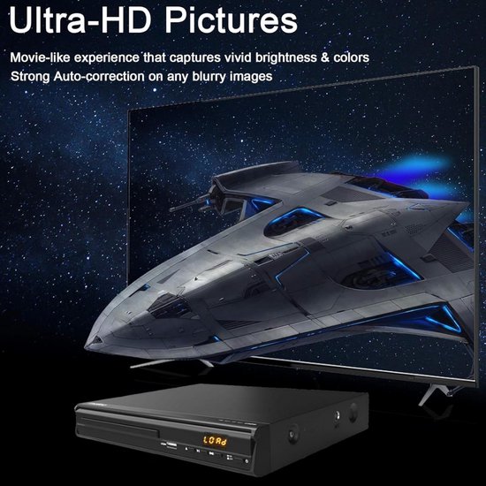 Dvd Speler - Mediaspeler - Films Kijken - Regio Vrij - 1080p Resolutie - Zwart — afbeelding 5
