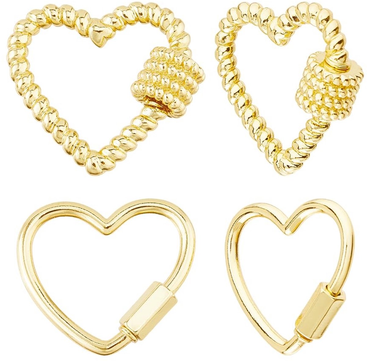 Dailygoods - Set van 4 Hartvormige Karabijnhaken in 18K Verguld