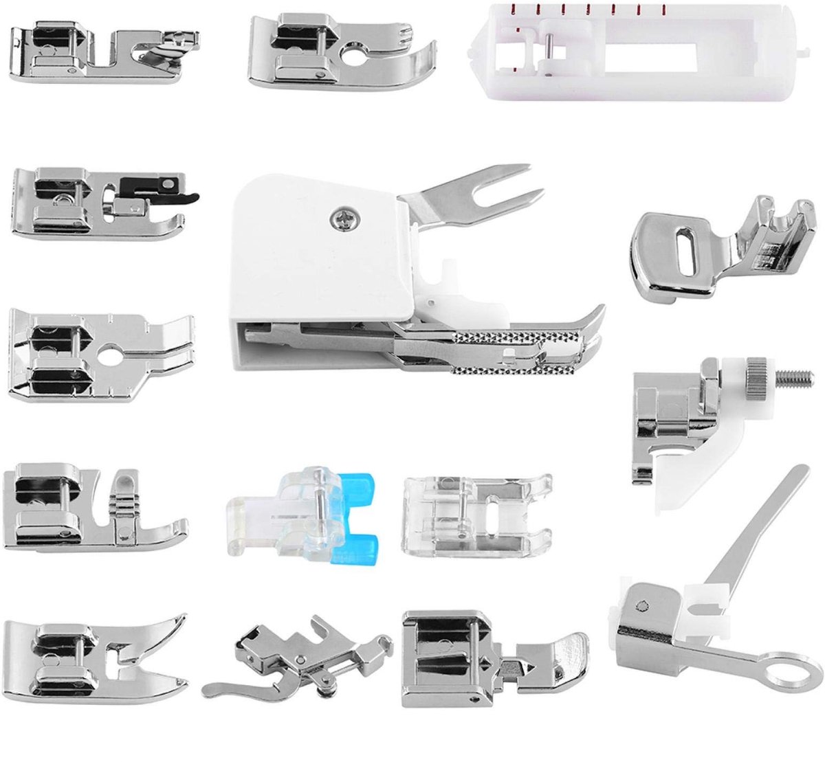 Dailygoods - Naaipers Voet Kit - Multifunctionele Voeten Set - Universeel - Roestvrij staal - Voor Binnenlandse Naaimachines - Inclusief Adapter