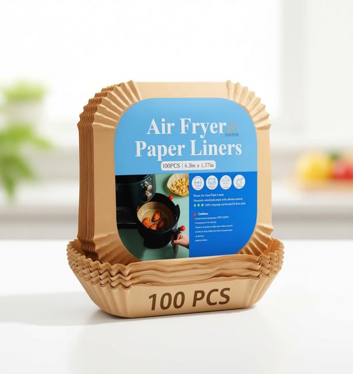 ElleMooi Air Fryer Liners 16 cm rond (100 stuks) - Ongebleekt perkamentpapier - Wegwerpbare inlegvellen voor airfryer mand