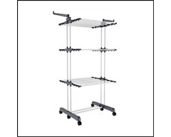 Droogrek Met 3 Niveaus - Opvouwbare Kledinghanger - Verrijdbaar Wasrek - Grote Droogruimte - Stevig Metaal Design