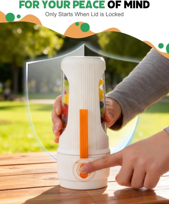 Draagbare Blender - BPA Vrij - 15 Oz voor Smoothies Shakes en Vers Sap - 12 Mesjes - Vaatwasserbestendig - Oplaadbare Sportfles - Compact en Eenvoudig Schoon te Maken - Oranje kleur van Merkloos — afbeelding 5