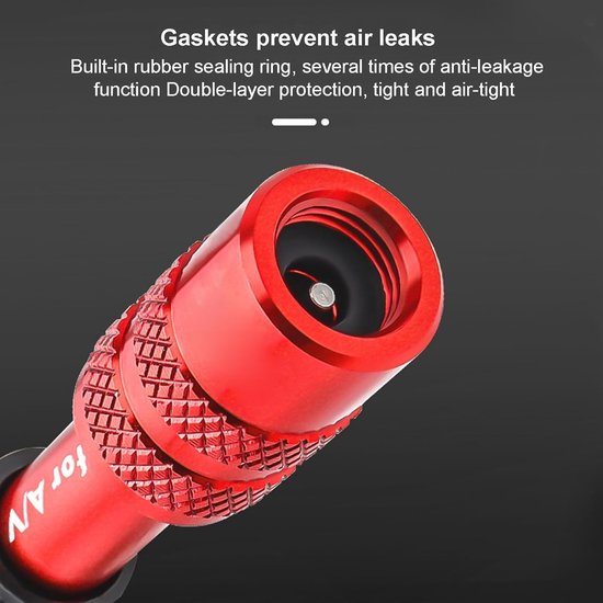 Fiets Inflator Adapter - Vork Adapter Pomp - Snelle Luchtvulling - Aluminiumlegering Ventiel - 47.3 x 11.3 mm - Rood — afbeelding 3