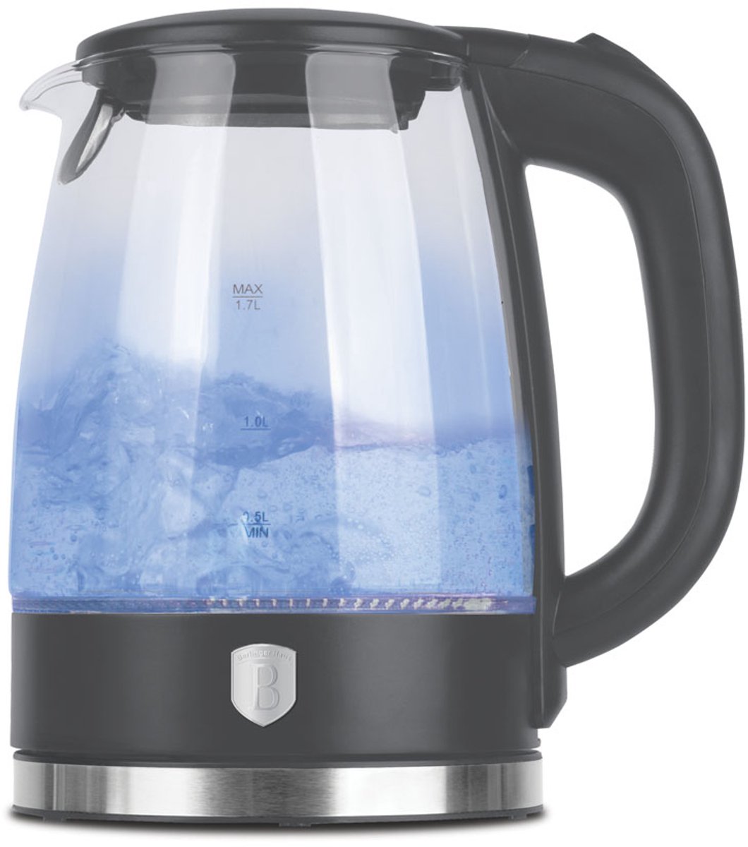 Berlinger Haus - glazen waterkoker - LED light - Mat antraciet