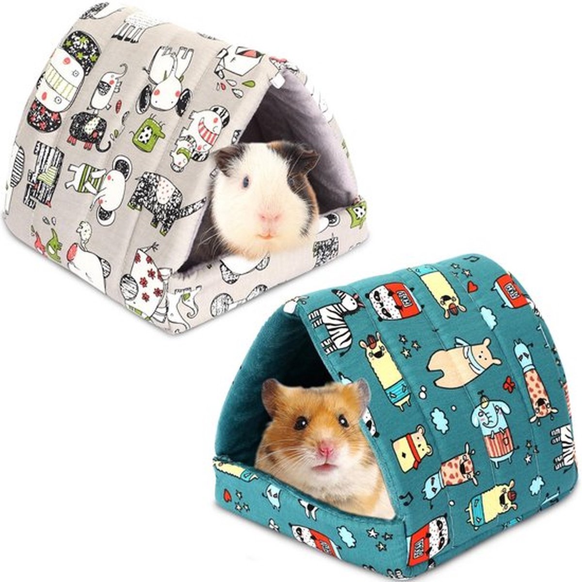 Cavia-schuilplaats 2-pack - Wasbare cavia-schuilplaats - Schuilplaatsaccessoires voor muizen, chinchilla's, hamsters, egels, fretten en ratten