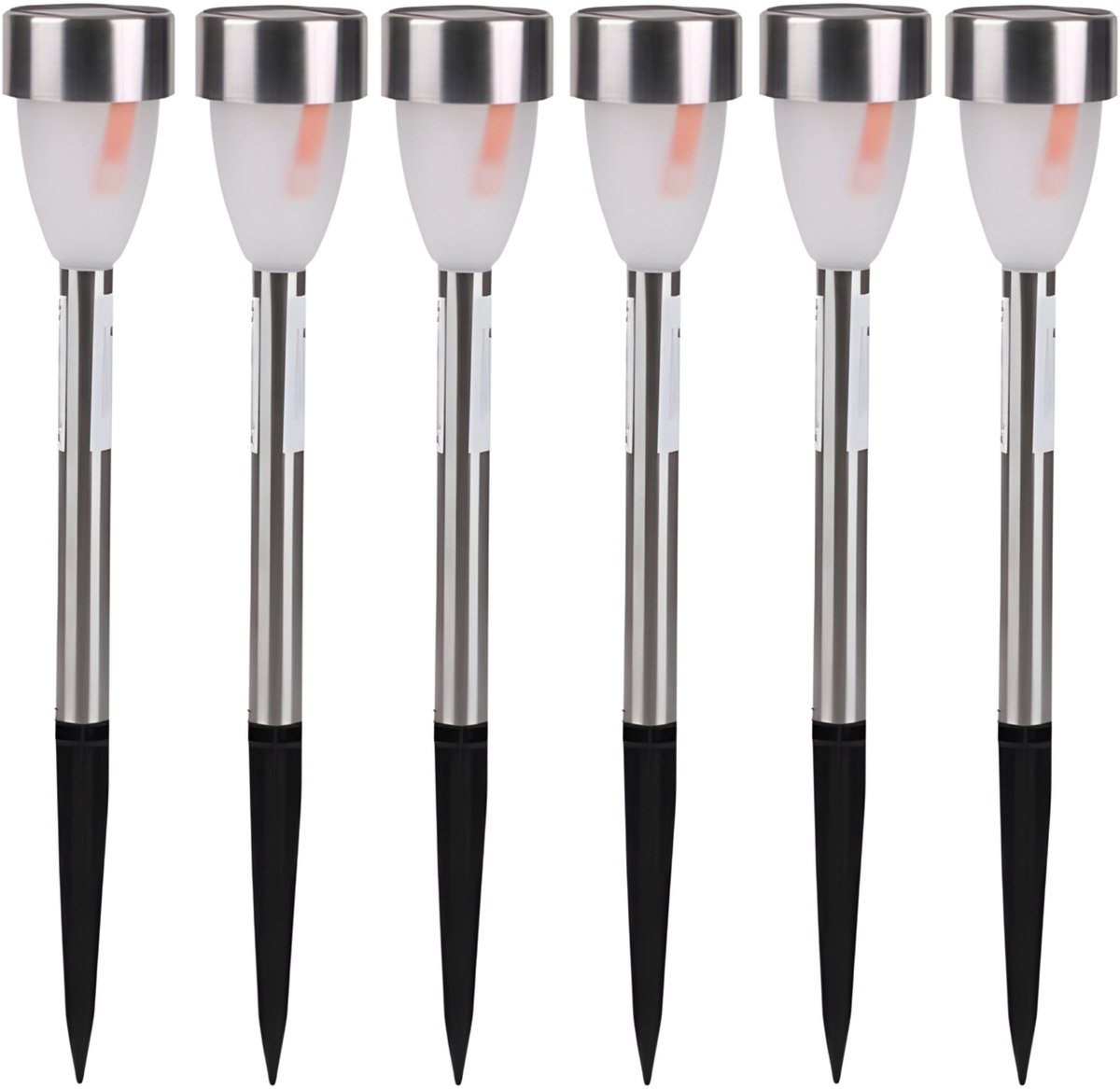 Sunnydays Tuinlampen / prikspot Solar Lumora - 8x - zilver - RVS - waterbestendig - 36 cm