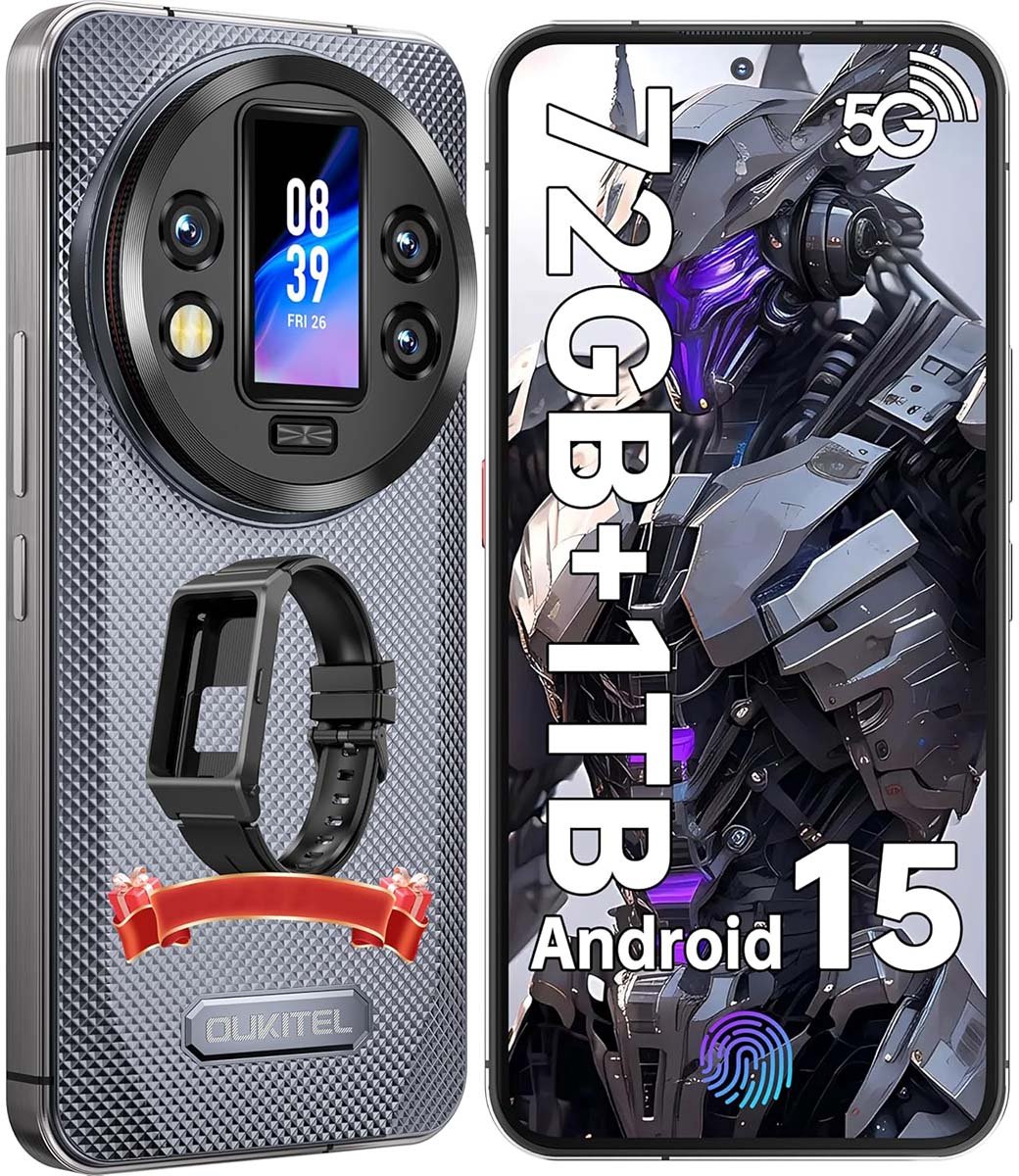 Oukitel WP200 Pro Robuuste Smartphone 5G - IP68/IP69K Outdoor Telefoon - 72GB RAM - 1TB ROM - 6,7 inch 120Hz - 8800mAh 45W - 108MP + 32 MP Camera - GPS NFC - Android 15 - Grijs