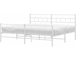 Metalen Bedframe - Ledikant Tweepersoons - Slaapkamer Meubel - Robuuste Constructie - 200x200 cm - Wit