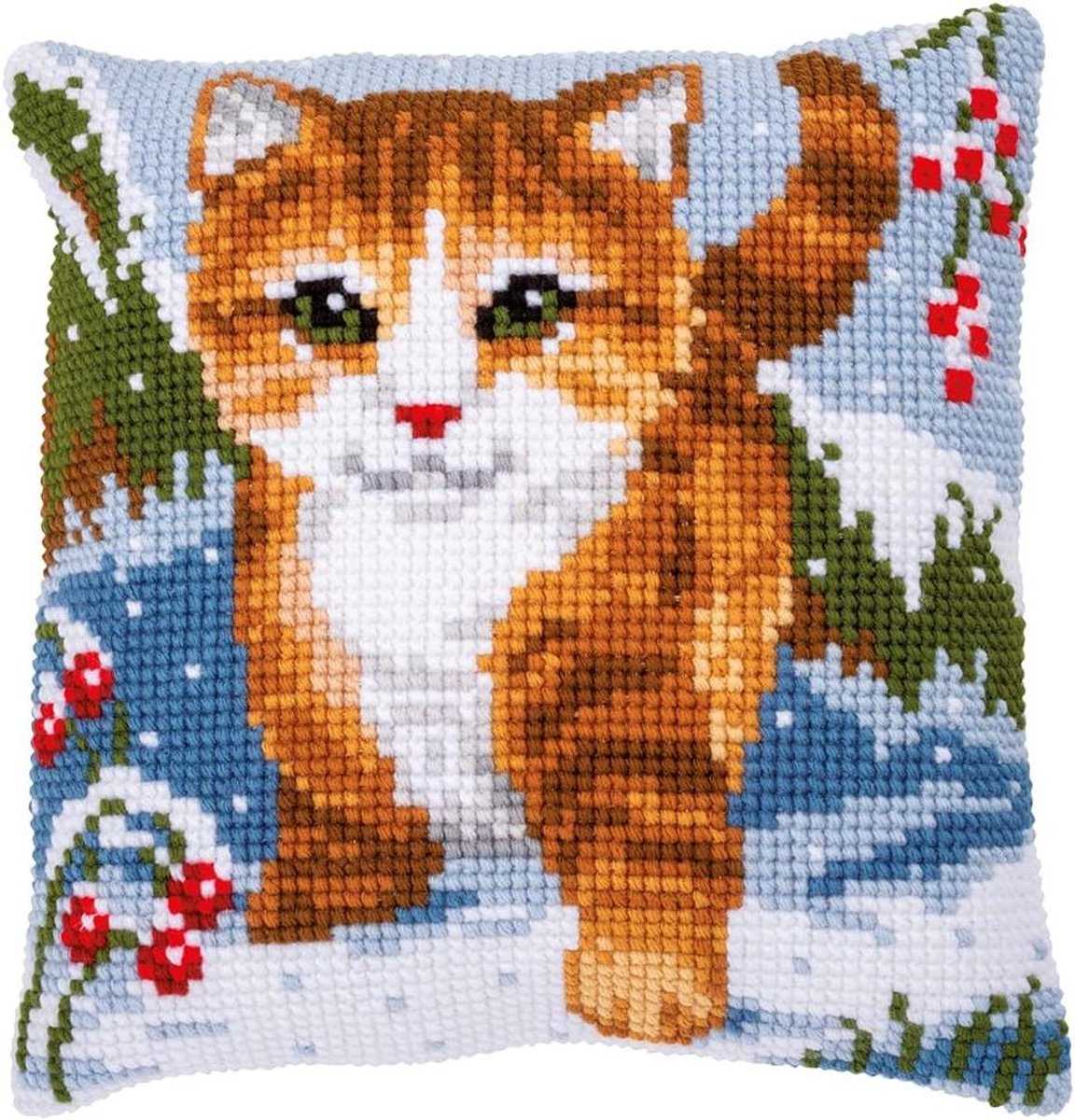 Borduurpakket Kussen - Kruissteek Handwerk - Zelf Sierkussen Maken - Voorbedrukt Stramien - 40x40cm
