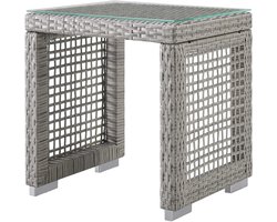 Modway EEI-2922-GRY Aura Outdoor Patio Rieten Rotan Bijzettafel, Grijs Grijs