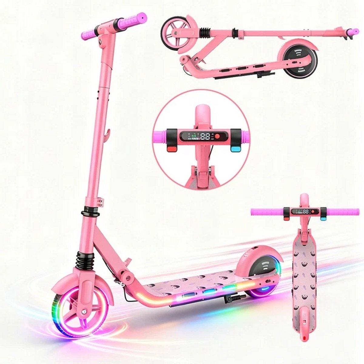 KIDDOWE K2 Elektrische Step Kinderen - Kinderstep Inklapbaar - 14km/u - 6.5" Wielen - Roze