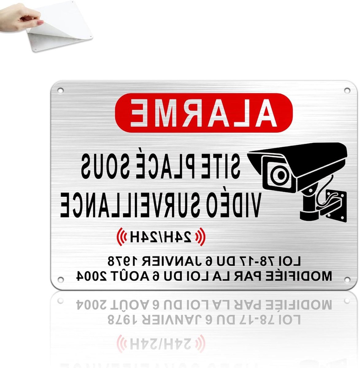 Bewakingspaneel Aluminium - Veiligheidssticker Camera - Eigendom Beveiligen - Weerbestendig Ontwerp - 22 x 15 cm - Metallic
