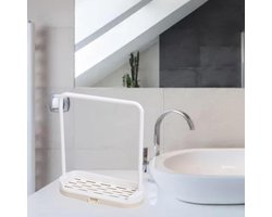 Qcwwy Vaatdoekhouder Schoteldoekhouder, Sponshouder voor Aanrechtrek Ladeorganisator Stand Rag Zeeprek Verwijderbare Sponsborstel Zeepbakrek Gootsteenopslagorganisator voor Keuken (Beige)