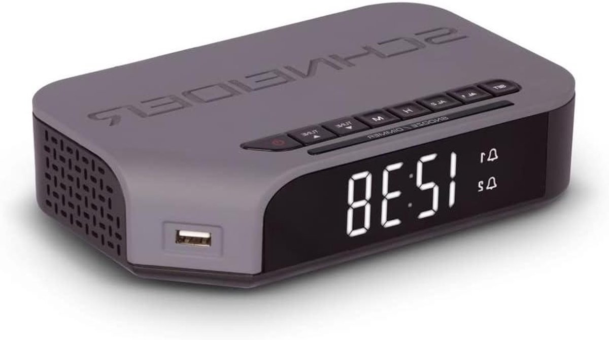 Digitale Radiowekker - Dubbel Alarm - Ochtend Routine - USB Laadpoort - 1 Inch Display - Grijs