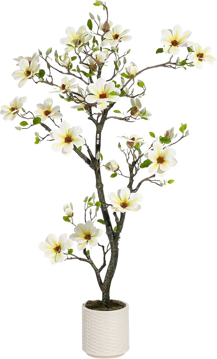 Kunstmatige Magnolia Boom 150 cm - Grote Kunstplant voor Binnen & Buiten - Realistische Bloesem