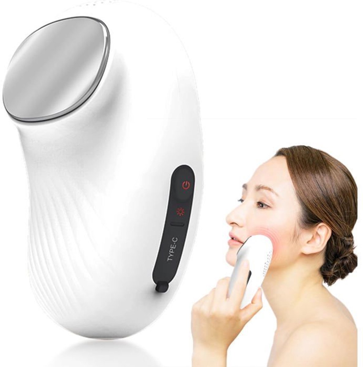 Gezichtsmassageapparaat met vibratie, USB-oplaadbaar, elektrisch, warm en koud.