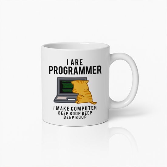 Grappige “I Are Programmer” Kat Mok 330 ml – Programmeur Humor Koffiemok – Coding Mok voor Developers & IT-Liefhebbers