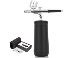 Timbertech draagbare en geïntegreerde draadloze oplaadbare airbrushset met compressor MK-410 inclusief reinigingsborstels voor hobby's, taartdecoratie, make-up en andere airbrush-toepassingen.